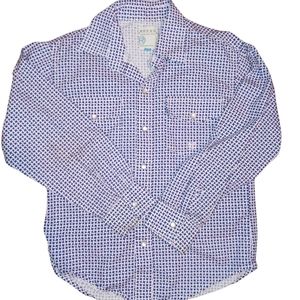 M 8/10 Romper Pearl Snap Basket Print  Long-sleeve Button Down Shirt.